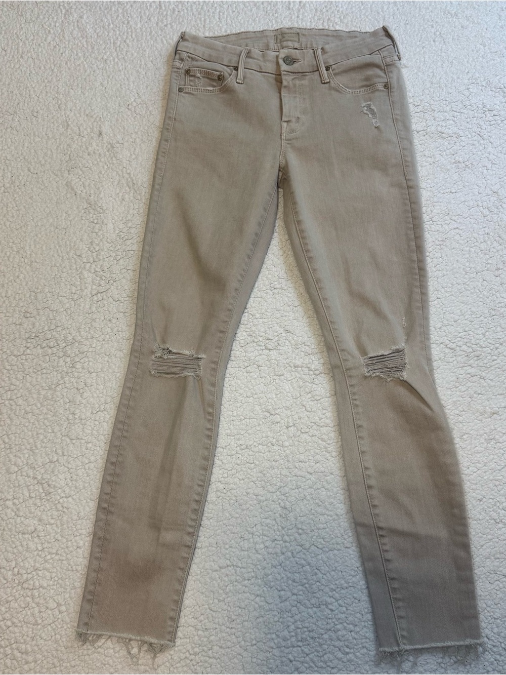 MOTHER The Looker Ankle Fray  “Blow By Blow” Khaki Color Size 25 $245